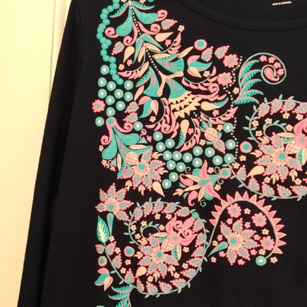 Long Sleeve Top with Pink and Blue Floral Design - Picture 3 of 9